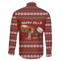 Merry Christmas Siberian Husky Dog Happy Pills Family Matching Short Sleeve Bodycon Dress and Hawaiian Shirt Husky Dogs in Pill Bottle and Red Snowflake - Wonder Print Shop