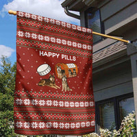 Merry Christmas Siberian Husky Dog Happy Pills Garden Flag Husky Dogs in Pill Bottle and Red Snowflake - Wonder Print Shop