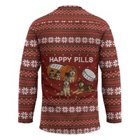 Merry Christmas Siberian Husky Dog Happy Pills Hockey Jersey Husky Dogs in Pill Bottle and Red Snowflake - Wonder Print Shop