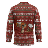 Merry Christmas Siberian Husky Dog Happy Pills Hockey Jersey Husky Dogs in Pill Bottle and Red Snowflake - Wonder Print Shop