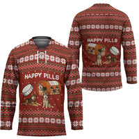 Merry Christmas Siberian Husky Dog Happy Pills Hockey Jersey Husky Dogs in Pill Bottle and Red Snowflake - Wonder Print Shop