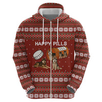 Merry Christmas Siberian Husky Dog Happy Pills Hoodie Husky Dogs in Pill Bottle and Red Snowflake - Wonder Print Shop