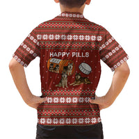Merry Christmas Siberian Husky Dog Happy Pills Kid Hawaiian Shirt Husky Dogs in Pill Bottle and Red Snowflake - Wonder Print Shop