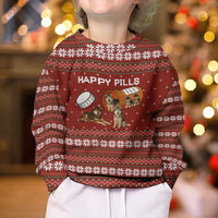 Merry Christmas Siberian Husky Dog Happy Pills Kid Ugly Christmas Sweater Husky Dogs in Pill Bottle and Red Snowflake - Wonder Print Shop