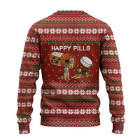 Merry Christmas Siberian Husky Dog Happy Pills Ugly Christmas Sweater Husky Dogs in Pill Bottle and Red Snowflake - Wonder Print Shop