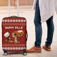 Merry Christmas Siberian Husky Dog Happy Pills Luggage Cover Husky Dogs in Pill Bottle and Red Snowflake - Wonder Print Shop