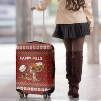 Merry Christmas Siberian Husky Dog Happy Pills Luggage Cover Husky Dogs in Pill Bottle and Red Snowflake - Wonder Print Shop
