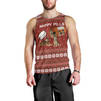 Merry Christmas Siberian Husky Dog Happy Pills Men Tank Top Husky Dogs in Pill Bottle and Red Snowflake - Wonder Print Shop