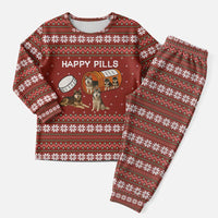 Merry Christmas Siberian Husky Dog Happy Pills Christmas Pajama Set Husky Dogs in Pill Bottle and Red Snowflake - Wonder Print Shop