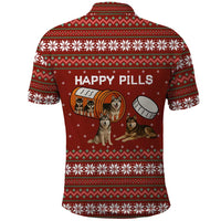 Merry Christmas Siberian Husky Dog Happy Pills Polo Shirt Husky Dogs in Pill Bottle and Red Snowflake - Wonder Print Shop