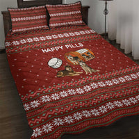 Merry Christmas Siberian Husky Dog Happy Pills Quilt Bed Set Husky Dogs in Pill Bottle and Red Snowflake - Wonder Print Shop
