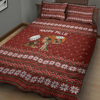 Merry Christmas Siberian Husky Dog Happy Pills Quilt Bed Set Husky Dogs in Pill Bottle and Red Snowflake - Wonder Print Shop
