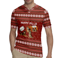 Merry Christmas Siberian Husky Dog Happy Pills Rugby Jersey Husky Dogs in Pill Bottle and Red Snowflake - Wonder Print Shop