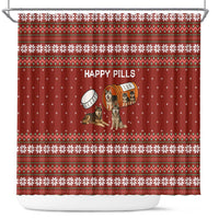 Merry Christmas Siberian Husky Dog Happy Pills Shower Curtain Husky Dogs in Pill Bottle and Red Snowflake - Wonder Print Shop