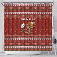 Merry Christmas Siberian Husky Dog Happy Pills Shower Curtain Husky Dogs in Pill Bottle and Red Snowflake - Wonder Print Shop