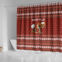 Merry Christmas Siberian Husky Dog Happy Pills Shower Curtain Husky Dogs in Pill Bottle and Red Snowflake - Wonder Print Shop