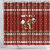 Merry Christmas Siberian Husky Dog Happy Pills Shower Curtain Husky Dogs in Pill Bottle and Red Snowflake - Wonder Print Shop