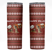 Merry Christmas Siberian Husky Dog Happy Pills Skinny Tumbler Husky Dogs in Pill Bottle and Red Snowflake - Wonder Print Shop
