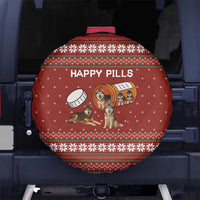 Merry Christmas Siberian Husky Dog Happy Pills Spare Tire Cover Husky Dogs in Pill Bottle and Red Snowflake - Wonder Print Shop