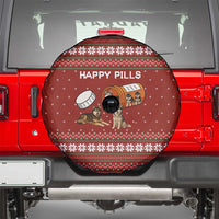 Merry Christmas Siberian Husky Dog Happy Pills Spare Tire Cover Husky Dogs in Pill Bottle and Red Snowflake - Wonder Print Shop