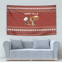 Merry Christmas Siberian Husky Dog Happy Pills Tapestry Husky Dogs in Pill Bottle and Red Snowflake - Wonder Print Shop