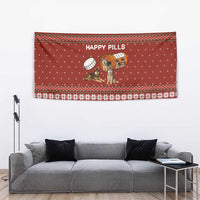 Merry Christmas Siberian Husky Dog Happy Pills Tapestry Husky Dogs in Pill Bottle and Red Snowflake - Wonder Print Shop