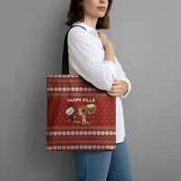 Merry Christmas Siberian Husky Dog Happy Pills Tote Bag Husky Dogs in Pill Bottle and Red Snowflake - Wonder Print Shop