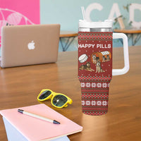 Merry Christmas Siberian Husky Dog Happy Pills Tumbler With Handle Husky Dogs in Pill Bottle and Red Snowflake - Wonder Print Shop
