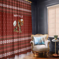 Merry Christmas Siberian Husky Dog Happy Pills Window Curtain Husky Dogs in Pill Bottle and Red Snowflake - Wonder Print Shop