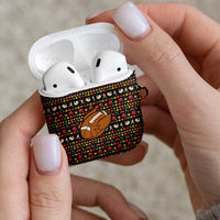 Merry Christmas Turkey Football AirPods Case Fall Leaves Pattern for Game Day Fans - Wonder Print Shop