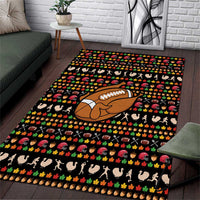Merry Christmas Turkey Football Area Rug Fall Leaves Pattern for Game Day Fans - Wonder Print Shop