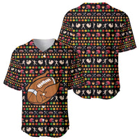 Merry Christmas Turkey Football Baseball Jersey Fall Leaves Pattern for Game Day Fans - Wonder Print Shop