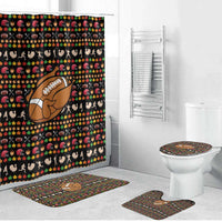 Merry Christmas Turkey Football Bathroom Set Fall Leaves Pattern for Game Day Fans - Wonder Print Shop