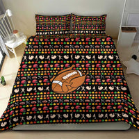 Merry Christmas Turkey Football Bedding Set Fall Leaves Pattern for Game Day Fans - Wonder Print Shop