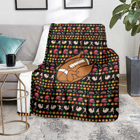 Merry Christmas Turkey Football Blanket Fall Leaves Pattern for Game Day Fans - Wonder Print Shop