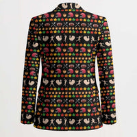 Merry Christmas Turkey Football Blazer Fall Leaves Pattern for Game Day Fans - Wonder Print Shop