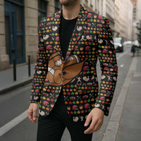 Merry Christmas Turkey Football Blazer Fall Leaves Pattern for Game Day Fans - Wonder Print Shop