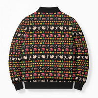 Merry Christmas Turkey Football Bomber Puffer Jacket Fall Leaves Pattern for Game Day Fans - Wonder Print Shop