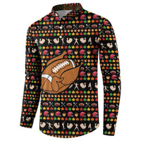 Merry Christmas Turkey Football Button Sweatshirt Fall Leaves Pattern for Game Day Fans - Wonder Print Shop