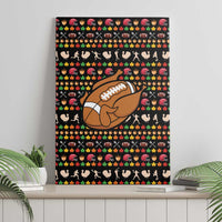 Merry Christmas Turkey Football Canvas Wall Art Fall Leaves Pattern for Game Day Fans - Wonder Print Shop
