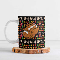 Merry Christmas Turkey Football Ceramic Mug Fall Leaves Pattern for Game Day Fans - Wonder Print Shop