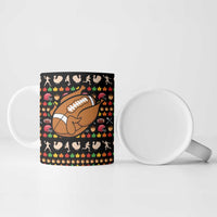 Merry Christmas Turkey Football Ceramic Mug Fall Leaves Pattern for Game Day Fans - Wonder Print Shop