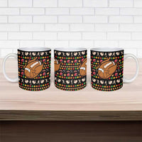 Merry Christmas Turkey Football Ceramic Mug Fall Leaves Pattern for Game Day Fans - Wonder Print Shop