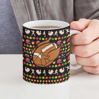 Merry Christmas Turkey Football Ceramic Mug Fall Leaves Pattern for Game Day Fans - Wonder Print Shop