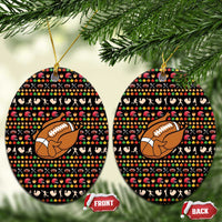 Merry Christmas Turkey Football Ceramic Ornament Fall Leaves Pattern for Game Day Fans - Wonder Print Shop