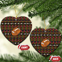 Merry Christmas Turkey Football Ceramic Ornament Fall Leaves Pattern for Game Day Fans - Wonder Print Shop