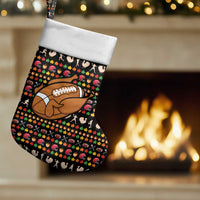 Merry Christmas Turkey Football Christmas Stocking Fall Leaves Pattern for Game Day Fans - Wonder Print Shop
