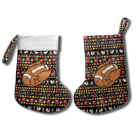 Merry Christmas Turkey Football Christmas Stocking Fall Leaves Pattern for Game Day Fans - Wonder Print Shop