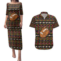Merry Christmas Turkey Football Couples Matching Puletasi and Hawaiian Shirt Fall Leaves Pattern for Game Day Fans - Wonder Print Shop