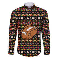 Merry Christmas Turkey Football Family Matching Long Sleeve Bodycon Dress and Hawaiian Shirt Fall Leaves Pattern for Game Day Fans - Wonder Print Shop